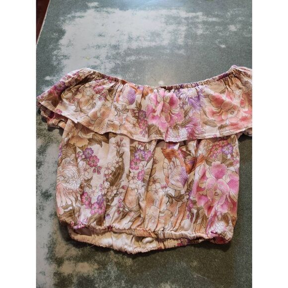 Spell Floral Off-Shoulder Blouse - Pink, Purple, Cream - Picture 3 of 6